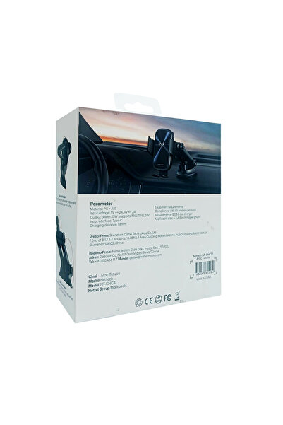 Nettech NT-CHC31 15W AI Akıllı Sensörlü Kablosuz Araç Şarj Cihazı ve Telefon Tutucu
