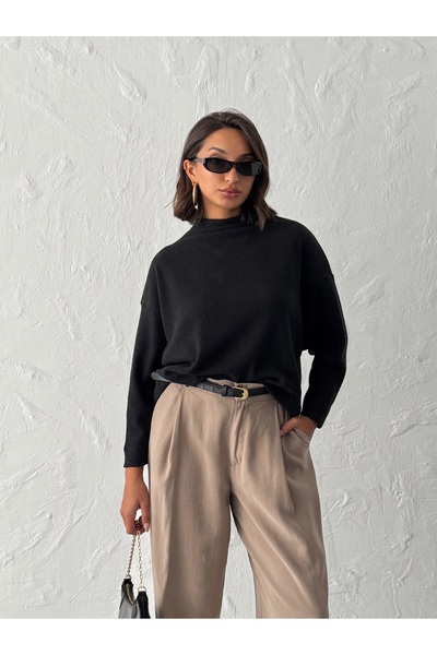 peralist Γυναικεία μπλούζα με μαύρο μαλακό ύφασμα καμιζόλα με ψηλό γιακά και ...