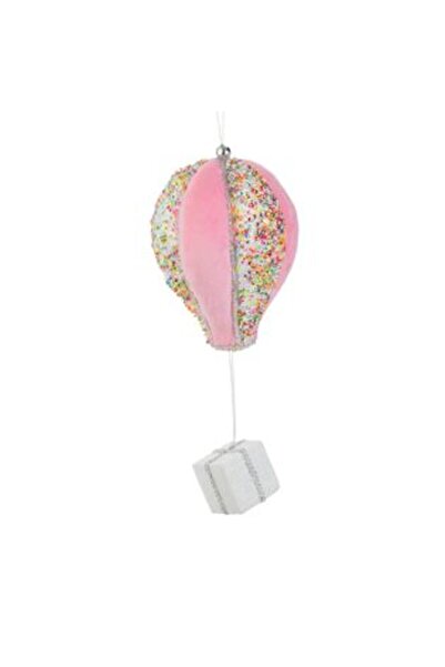 Jumbo Ornament Brad de Craciun Balon de Aer din Spuma Roz cu Cadou & Stropi Color Ø12 x 27 cm