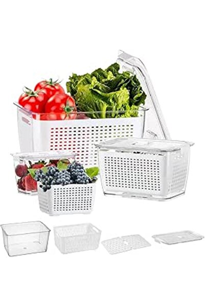 Generic 3 Sets Fruit Storage Containers for Fridge, Fresh Produce Saver, 6-in-1 Food Storage Container Organ
