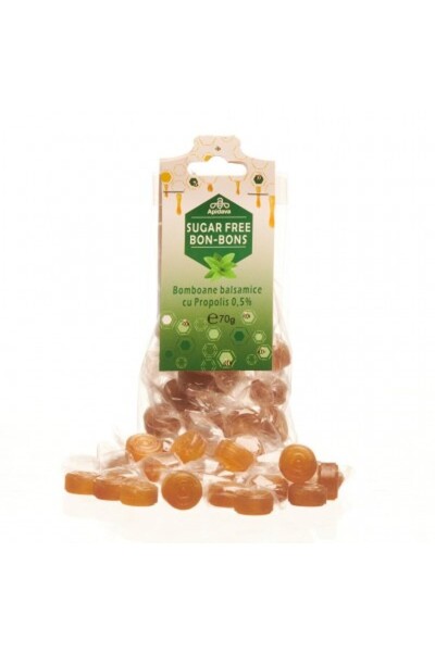 Apidava Bomboane Balsamice cu Propolis, Fãrã Zahãr 70 grame,