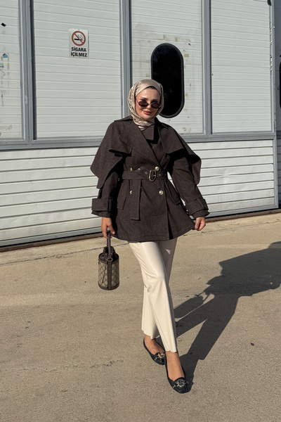 NAGE COLLECTION KADIN ŞIK YARASA KOLLU LUPİN KOT CEKET