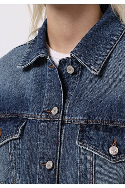 Colin's Oversize Fit Düğmeli Astarsız Kadın Mavi Ceket