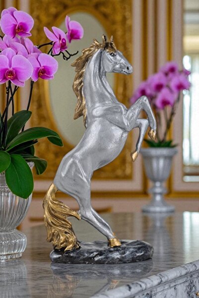 ay hediyelik Şahlanan At Heykeli Biblo - Dekoratif Polyester 16x33 cm