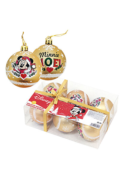 Minnie Mouse Set of 6 8cm Christmas gold baubles