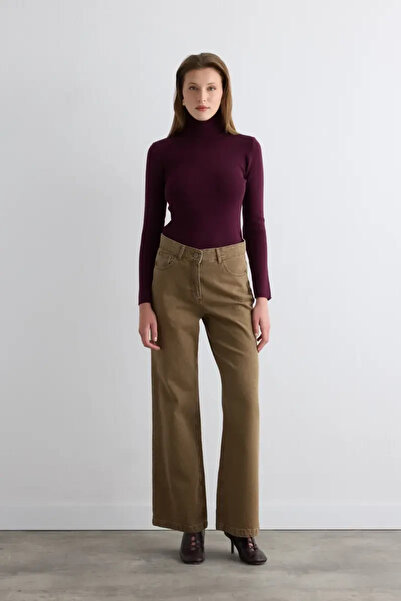 Gusto Wıde Leg Denim Pantolon - Kahverengi