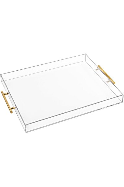 Slasa صينية تقديم كبيرة من الأكريليك الشفاف بمقابض - مقاومة للانسكاب 45.7 × 4...