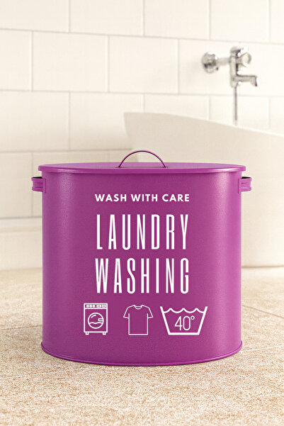 hemlife 2 Bölmeli Deterjan Saklama Kutusu Baskılı Laundry Kapaklı Deterjan Kutusu