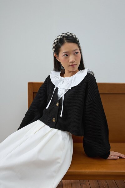 Ceylan Otantik Μαύρη ζακέτα με μανίκια με μπαλόνια