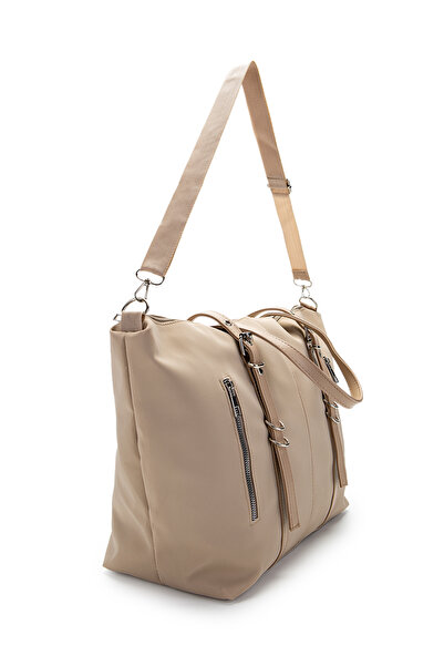 minebag Geantă de mână pentru femei din piele artificială cu detaliu de buzunar Glide Cream