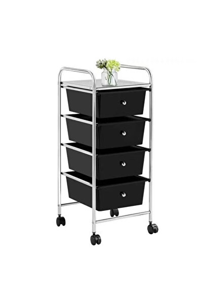 Cady One عربة تخزين دوارة مع 4 أدراج بلاستيكية مزودة بعجلات، درج تنظيم بـ 4 ط...