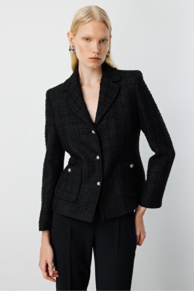 Moda İlgi Modailgi Mono Yaka Torba Cepli Kısa Astarlı Ceket Siyah