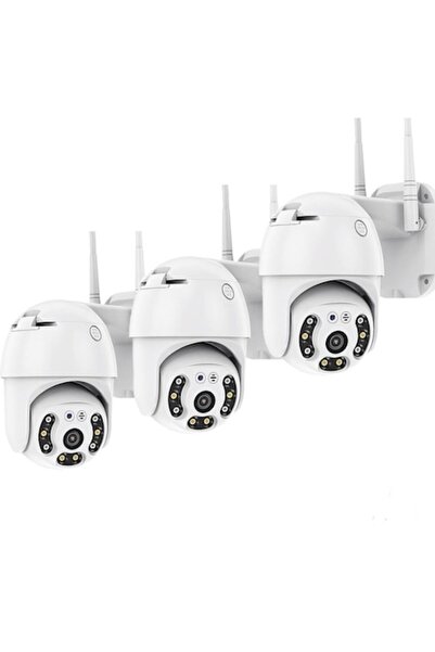 NO BRAND Set 3 camere de supraveghere, Full HD, impermeabile, albe + card de memorie RobiCam de 32GB