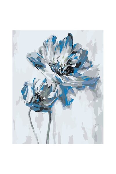 Painting by numbers Set pictura pe numere Flori, panza bumbac pe rama lemn, 4...