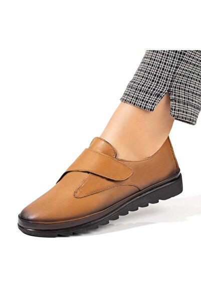 Modlet.ro Women's brown hook-and-loop casual shoes made of leather MOD10350