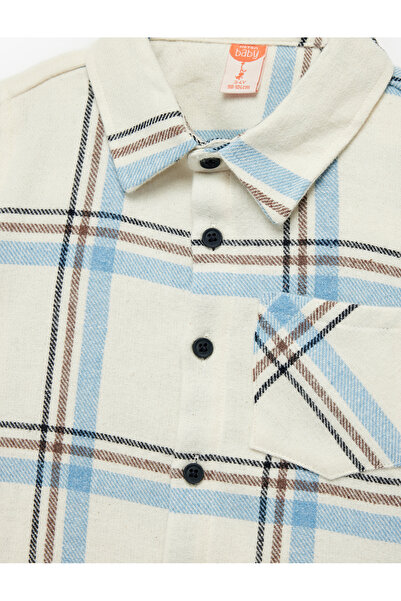 Koton Uzun Kollu Klasik Yaka Düğmeli Cep Detaylı Ekoseli Oduncu Gömleği