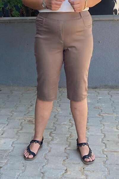 Mia Butik Plus Size Dark Beige Capri Pants