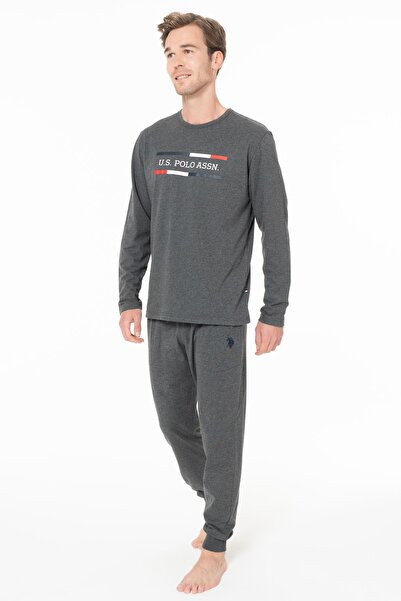 U.S. Polo Assn. Erkek Penye Dokuma Dar Paçalı Ev Giyim Alt Üst Takım