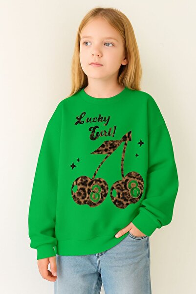 BENROMA Hanorac pentru copii unisex cu imprimeu de cireșe, din bumbac pieptăn...