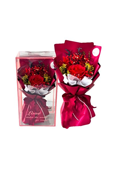 velve Buchet Love, trandafir din sapun,lagurus,gypsophila naturale criogenate...