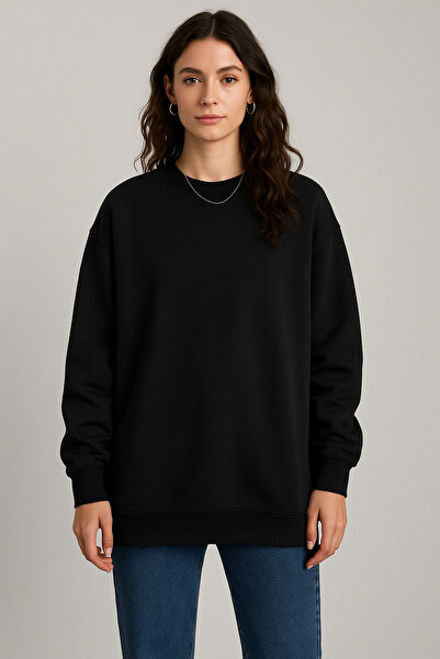 Rich Women's Black Crew Neck Oversize Sweatshirt
