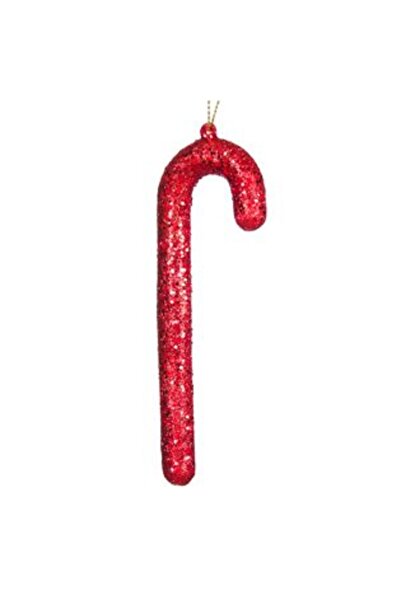 Jumbo Ornament de Crăciun cu sclipici roșu în formă de baston de bomboane, 12 cm
