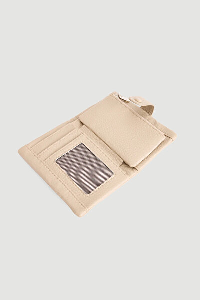 Gusto Button Detailed Mini Wallet - Beige