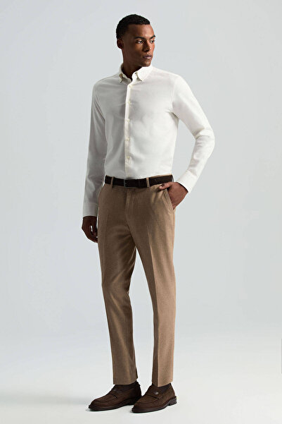 Hemington Yün Kaşmir Karışım Camel Flanel Chino Pantolon