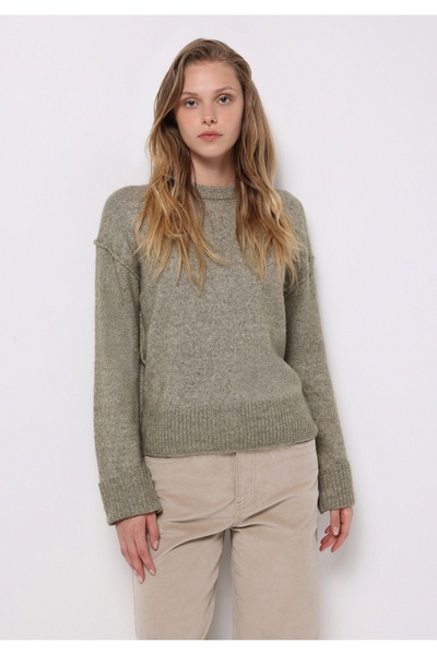 Colin's Regular Fit Round Neck Solid Women's Green Sweater