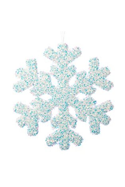 Jumbo Christmas Tree Ornament Snowflake Tinsel Holographic Iridescent 22 cm
