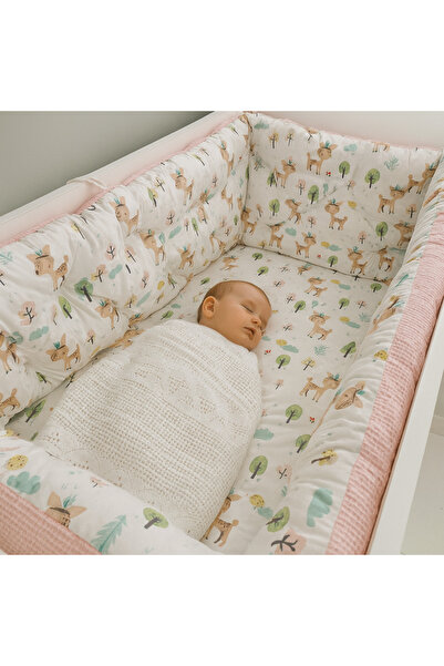 Jaju Baby (4 Sides) 90X190 Ceylan Pink Pike Fabric Edge Protection Custom Siz...