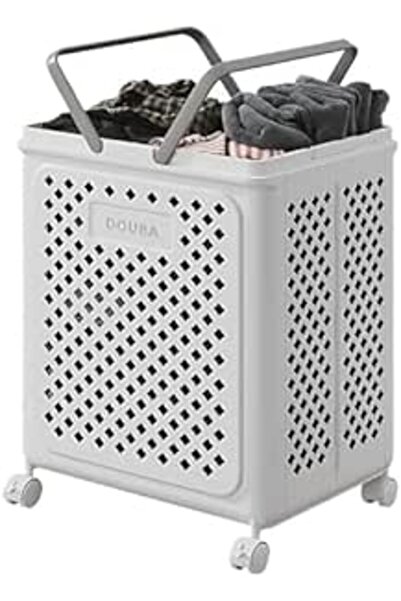 Generic SLEEPHEAD®Folding Laundry Basket with Wheels and Handles，Plastic Home Collapsible Laundry Basket
