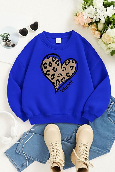 BENROMA 3-нишка джърси детска суитшърт с леопардов принт на сърце, подходяща ...