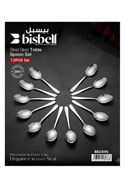 Bisbell 12-Piece Stainless Steel Table Spoon Set - Durable & Classic Cutlery,BB2896
