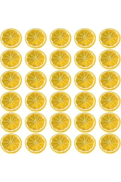 Generic شيك أبود، 30 قطعة من شرائح الليمون المزيفة، ليمون صناعي، كتلة ليمون، فاكهة مزيفة مزخرفة