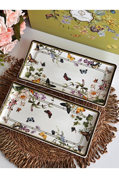 ROSSEV Muse Garden Rectangular Presentation Plate Set of 2 Small