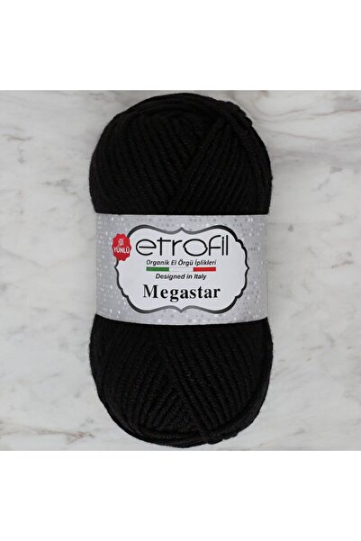 Etrofil خيط حياكة سميك من مزيج الصوف بنسبة 25% باللون الأسود من ميجاستار 70978