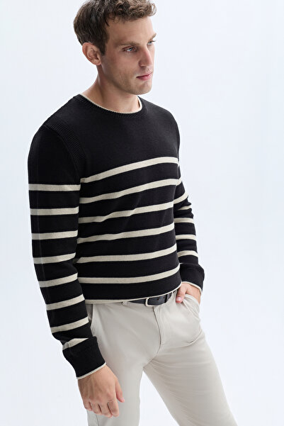 Mudo Striped Crew Neck Knitwear Sweater