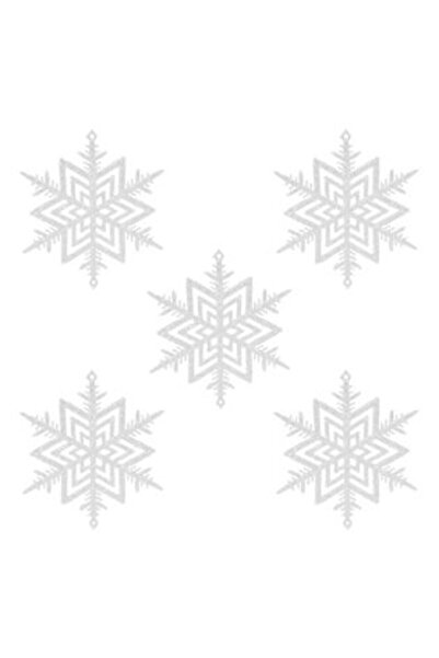 Jumbo Christmas Tree Ornament Snowflake Glitter White 10 cm - 5 pcs