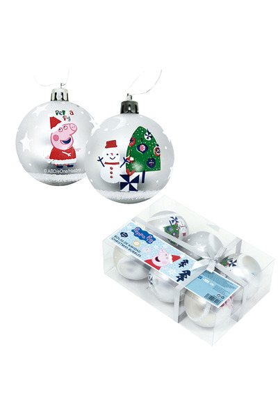 arditex Set 6 globuri 8 cm Craciun Peppa Pig argintii