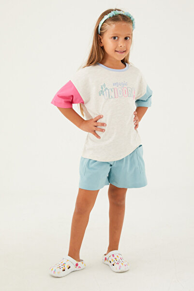 Rolypoly Magic Unicorn Cream Girl's Short Sleeve Shorts Set