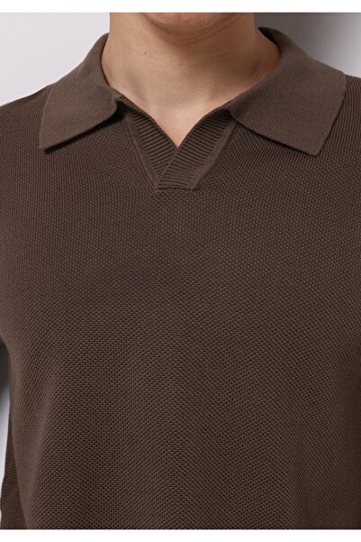 Colin's Regular Fit Polo Yaka Jakarlı Erkek Kahverengi Kazak