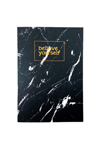 Dörtel Tedarik Mottolu Marble Patterned Black Unlined Notebook Thin Cover 64 Sheets