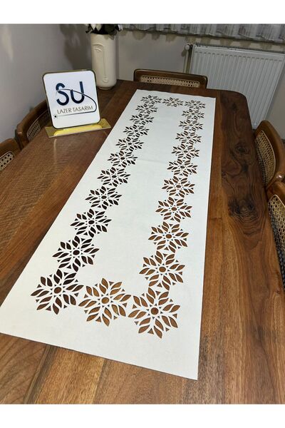 EHA LAZER Runner dreptunghiular cu flori alb murdar