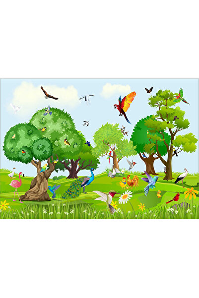 VIODESIGN Fototapet copii Pasari in Padure, autoadeziv, 120x200 cm