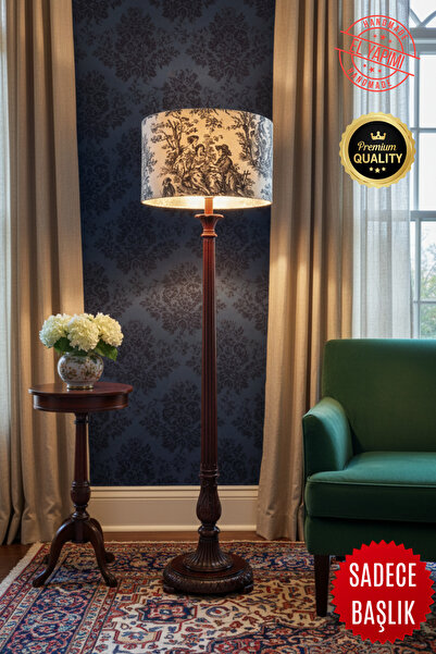 APCASADECOR Vintage Toile de Jouy Desenli Lambader Başlığı