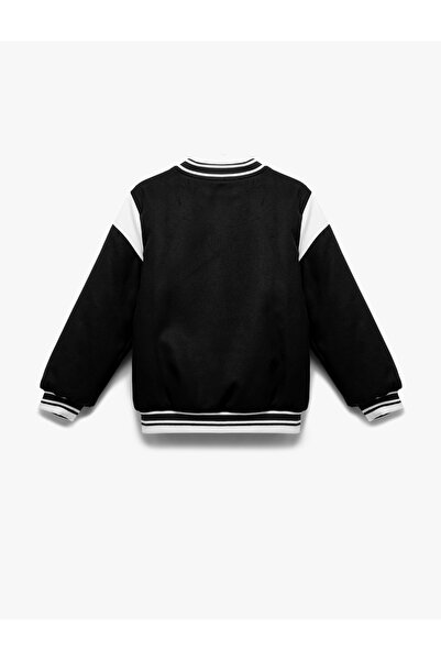 Koton Long Sleeve Applique Detailed Oversize Bomber School Jacket