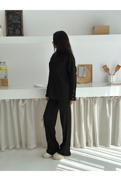 b buhari bykoc Fishing Collar Button-Detail Tricot Suit