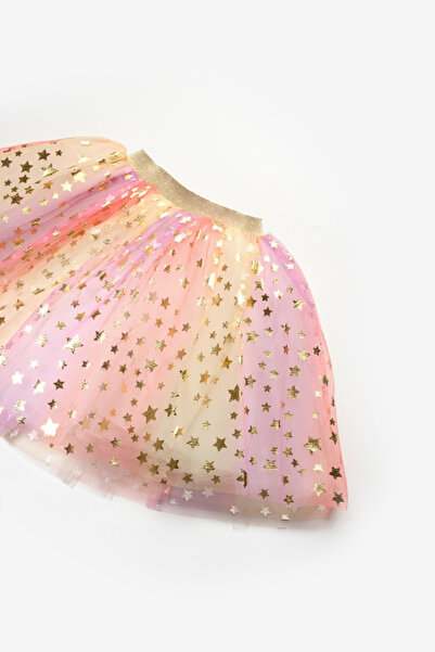Le Mabelle Sarı  Yıldız Baskılı Kız Çocuk Tül Etek - Pauline