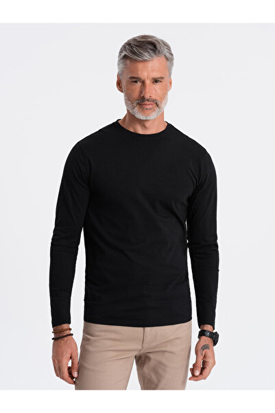 OMBRE Ανδρικό μακρυμάνικο BASIC με στρογγυλή λαιμόκοψη - μαύρο V1 OM-LSBL-0106 XXL